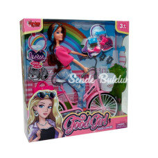 WG66760 Kutulu 29cm Akesuarlı Bisikletli Bebek  Vardem Oyuncak