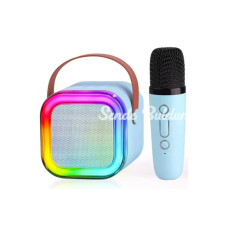 Karaoke Kablosuz Hoparlör Mikrofonlu Rgb Işıklı Bluetooth Speaker Tf Kart/usb Mavi