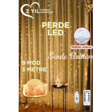 Lw7 300 Ledli 10 Sarkıt Perde Led Işık 8 Modlu Uzaktan Kumandalı 3x3 Metre Peri Telli Led