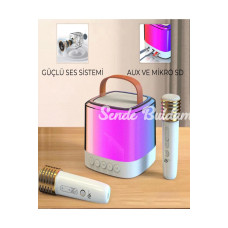 Karaoke Bluetooth Hoparlör Aggıy Ags7 Kablosuz Mikrofonlu Rgb Led Parti Işıklı
