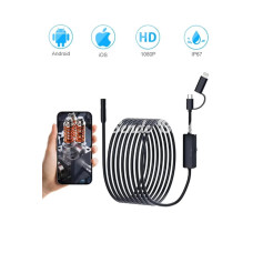 5 Metre Endoskop Yılan Video Kamera Ios Ve Android Uyumlu Led’li 8 Mm Sert Kablo 2mp