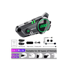 C50 2x Motosiklet Intercom Kask Kulaklık 1500 Mah Rgb Işıklı Çift Eşleşme