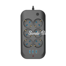 Termal Akım Korumalı Çocuk Korumalı 6’lı 2 Mt Uzatma Kablosu 6 X Priz 3 X Usb