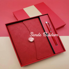 Çizgili Defter Ve Metal Kalem Seti