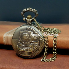 Antika Tren Tasarımlı Köstekli Cep Saati