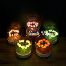 Led Işıklı Lale Cam Fanus Led Işıklı Lale Cam Fanus