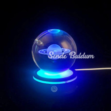 Satürn Gezegen Tasarım Dönen Usbve039li Cam Küre
