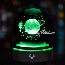 Renk Değiştiren Satürnlü Kız Dönen Cam Küre