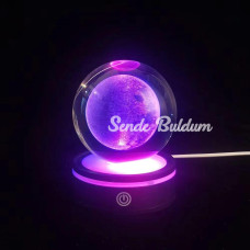 Usbve039li Plastik Altlıklı Dolunay Dönen Cam Küre