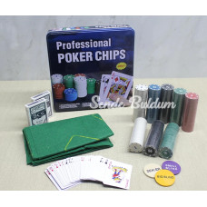 Metal Kutulu 400 Chip Ve 2 Adet İskambil  Kağit Setine Sahip Poker Oyunu Alk3538