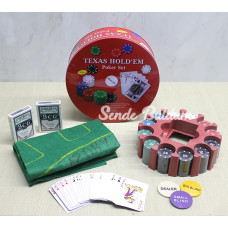 Metal Kutulu 240 Chip Ve 2 Adet İskambil  Kağit Setine Sahip Poker Oyunu Alk3539