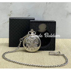 Özel Kutulu Osmanlı Devlet Arması Gümüş Köstekli Saat Alk4665