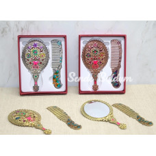 Çiçekli Ayna Ve Tarak Seti Küçük Boy Alk4991