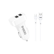 Pcc511m Basic 2.1a Çift Çıkışlı Micro Usb Kablolu Araç Şarj Cihazı