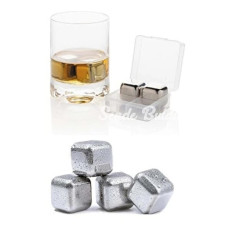 4lü Çelik Metal Kaplama Viski Taşı Soğutma Buz Küpü