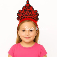 Kırmızı Happy Birthday Prenses Tacı – Doğum Günü Taç Aksesuarı
