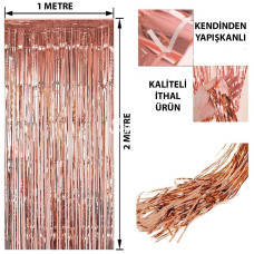 Rose Gold Püsküllü Kapı Perdesi Parti Bekarlığa Veda Doğum Günü 1x2 M Rose Gold Püsküllü Kapı Perdesi Parti Bekarlığa Veda Doğum Günü 1x2 M