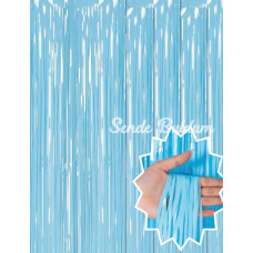 Soft Mavi Püsküllü Kapı Perdesi  Parti Baby Shower Sünnet Süsü Cinsiyet Partisi 1x2 M