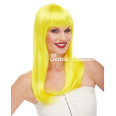 Sarı Renk Uzun Düz Parti Peruğu Sarı Renk Uzun Düz Parti Peruğu