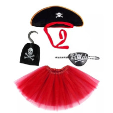 Korsan Şapkası Eteği Kancası Ve Göz Maskesi Kostüm Seti Kız Çocuk