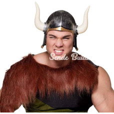 Mega Boynuzlu Viking Ivar Kaskı Eskitilmiş Desen Gümüş Renk