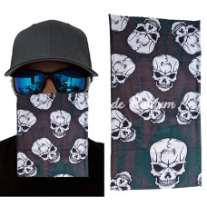 Kahve Yeşil Renk Üzeri Likralı Çoklu Kafatası Baskılı Baf Buff Bandana 25x48 Cm