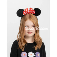 Kırmızı Fiyonklu Minnie Mouse Taç Fare Tacı Kafa Bandı