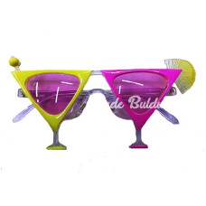 Sarı Pembe Renk Martini Parti Gözlüğü