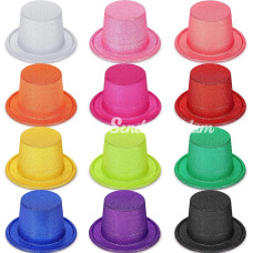 Karışık Renk Simli Silindir Parti Şapkaları (12 Adet)