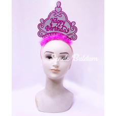 Happy Birthday Neon Pembe Renk Doğum Günü Tacı 24x15 Cm