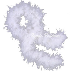 Beyaz Renk Kabarık Kalın Otriş Boa Tüy 6 Cm Genişlik 180200 Cm Uzunluk