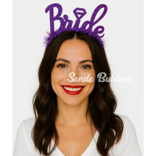 Mor Renk Bekarlığa Veda İtalik Yazı Alyanslı Bride Taç Mor Renk Bekarlığa Veda İtalik Yazı Alyanslı Bride Taç