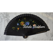 Bambu Çift Taraflı Siyah Yelpaze 12li Paket