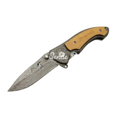231 Damascus Kamp Çakı 195cm  Yarı Otomatik Kemerlikli Ahşap Metal Sap