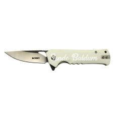 Crkt Muskie 202 Awy Beyaz Kamp / Outdoor Çakı 18cm  Yarı Otomatik Kemerlikli Kutulu