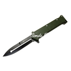 4351 Haki Bas  Çek Kamp Çakı 20cm Otomatik Kemerlikli