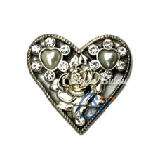 Taşlı Kalp Broş Kutu Sandık Süsü  Nikel 1 Adet