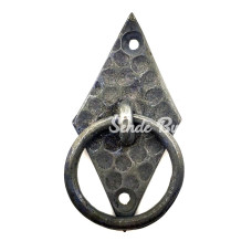 Antika Tarz Dekoratif Pirinç Dik Baklava Halka  Mobilya Kulbu  82x41 Mm Oksit