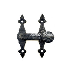 Antika Tarz Dekoratif Pirinç Kapı Pencere Mandalı  82x65 Mm Oksit