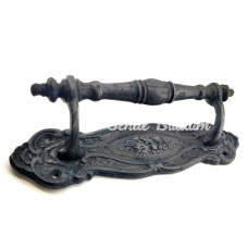 Antika Tarz Dekoratif Pirinç Çiçekli Yan Çekme Kapı Kolu  240x62 Mm Oksit