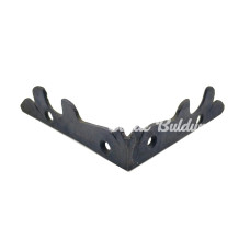 Antika Tarz Dekoratif Pirinç Lale Köşe Gönye  Yan 105x105 Mm Oksit