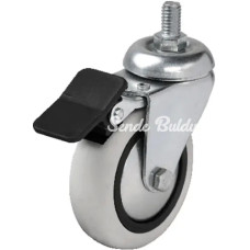 354  75x25 Mm Pvc Makaralı Vidalı Frenli Teker 4 Adet