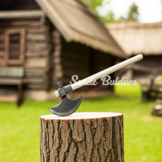 Kayı (ıyı) Damgalı Nacak Ay Balta – Çekiç Başlı Küçük Boy Ahşap Saplı 40 Cm